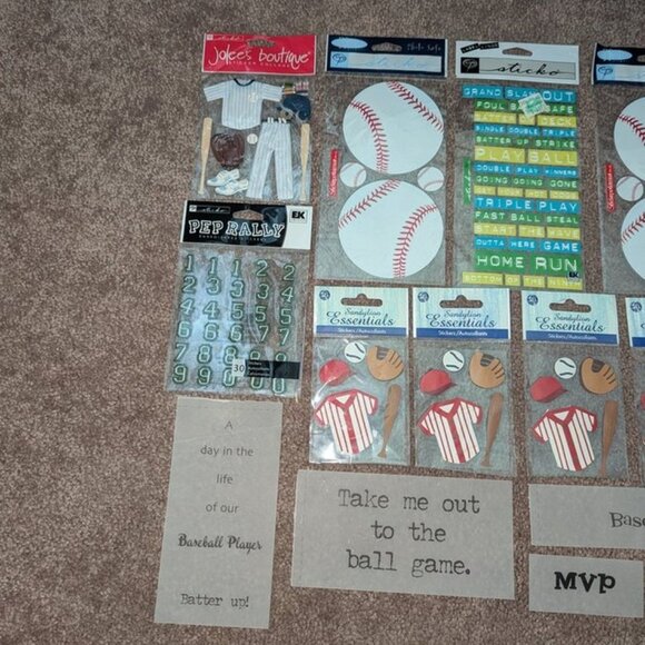 NEW Lot 14 Baseball Player Bat Scrapbook Dimensional Sticker Embellishment Game - Picture 3 of 3